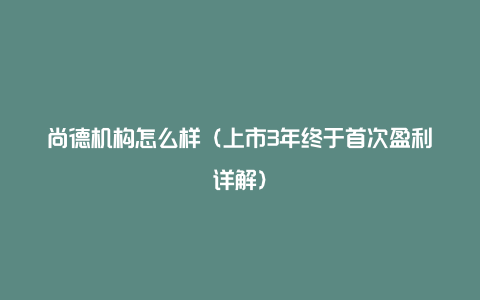 尚德机构怎么样（上市3年终于首次盈利详解）