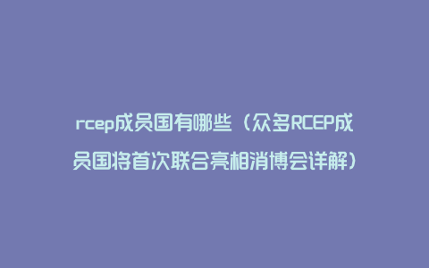 rcep成员国有哪些（众多RCEP成员国将首次联合亮相消博会详解）