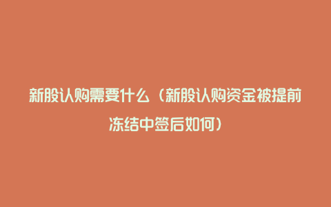 新股认购需要什么（新股认购资金被提前冻结中签后如何）