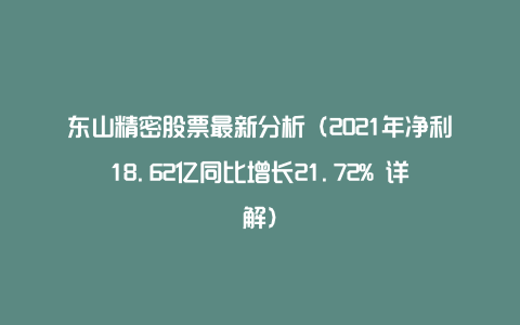 东山精密股票最新分析（2021年净利18.62亿同比增长21.72% 详解）