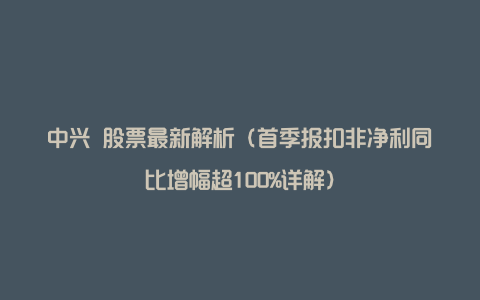 中兴 股票最新解析（首季报扣非净利同比增幅超100%详解）