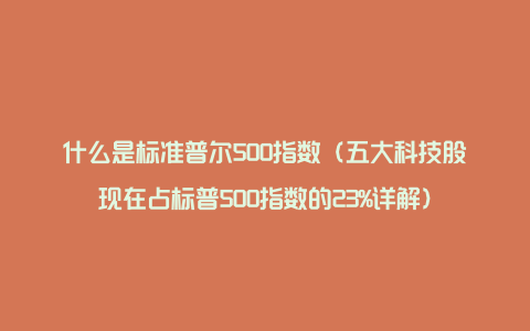 什么是标准普尔500指数（五大科技股现在占标普500指数的23%详解）