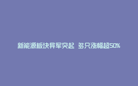 新能源板块异军突起 多只涨幅超50%