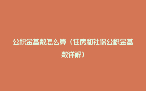 公积金基数怎么算（住房和社保公积金基数详解）