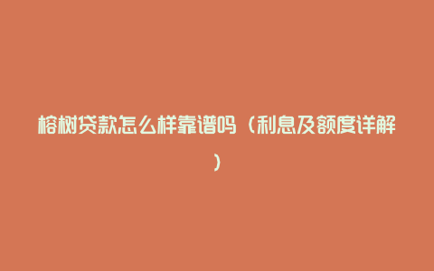 榕树贷款怎么样靠谱吗（利息及额度详解）