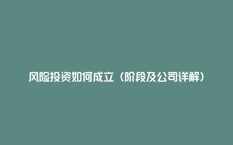 风险投资如何成立（阶段及公司详解）