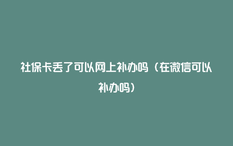 社保卡丢了可以网上补办吗（在微信可以补办吗）