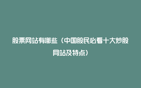 股票网站有哪些（中国股民必看十大炒股网站及特点）