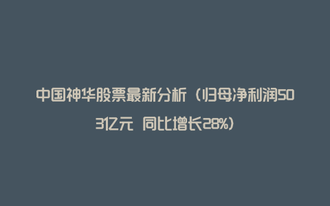 中国神华股票最新分析（归母净利润503亿元 同比增长28%）