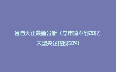 金自天正最新分析（总市值不到20亿，大型央企控股50%）