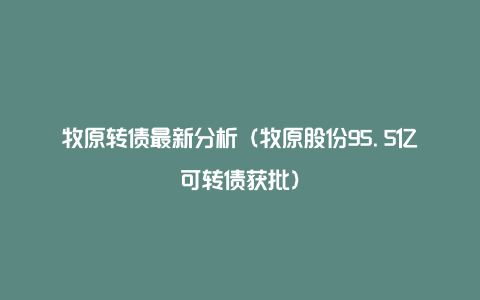 牧原转债最新分析（牧原股份95.5亿可转债获批）