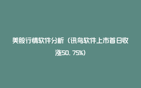 美股行情软件分析（讯鸟软件上市首日收涨50.75%）