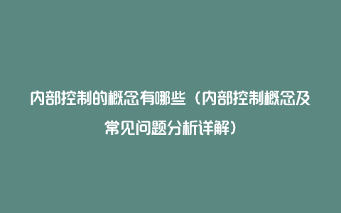 内部控制的概念有哪些（内部控制概念及常见问题分析详解）