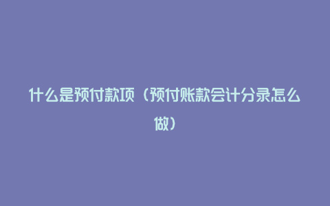 什么是预付款项（预付账款会计分录怎么做）