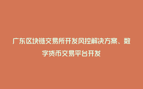 广东区块链交易所开发风控解决方案、数字货币交易平台开发