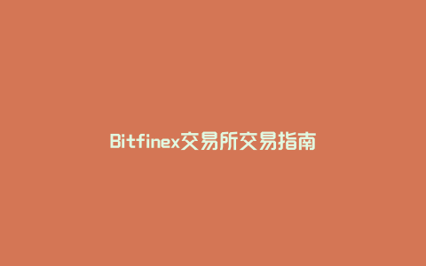 Bitfinex交易所交易指南