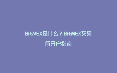 BitMEX是什么？BitMEX交易所开户指南