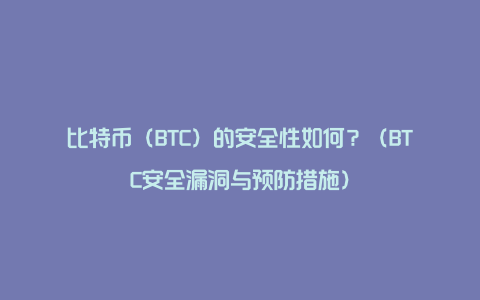 比特币（BTC）的安全性如何？（BTC安全漏洞与预防措施）