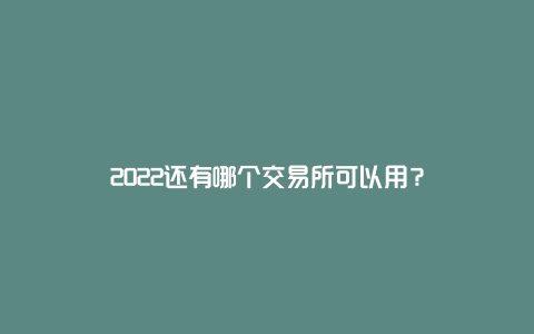 2022还有哪个交易所可以用？