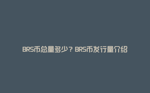 BRS币总量多少？BRS币发行量介绍