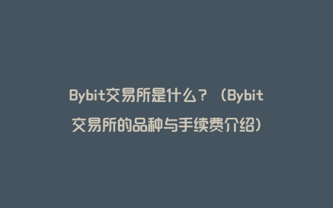 Bybit交易所是什么？（Bybit交易所的品种与手续费介绍）