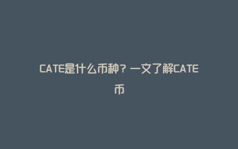 CATE是什么币种？一文了解CATE币