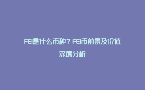 FEI是什么币种？FEI币前景及价值深度分析