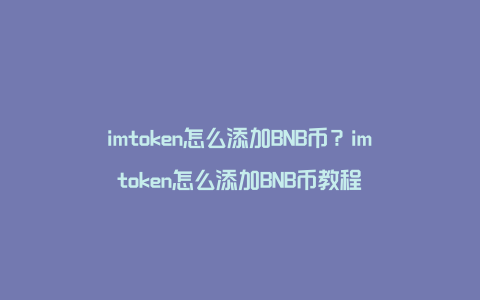 imtoken怎么添加BNB币？imtoken怎么添加BNB币教程