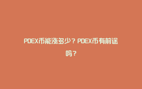 PDEX币能涨多少？PDEX币有前途吗？