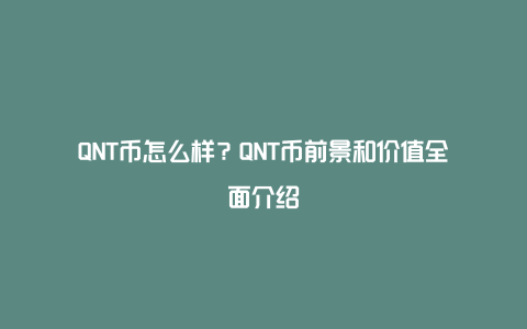 QNT币怎么样？QNT币前景和价值全面介绍