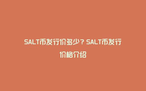 SALT币发行价多少？SALT币发行价格介绍