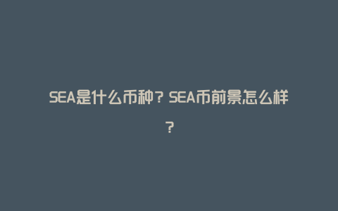 SEA是什么币种？SEA币前景怎么样？