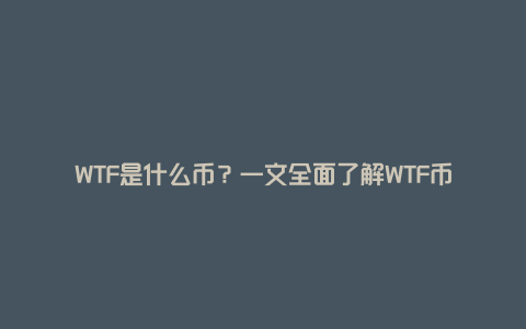 WTF是什么币？一文全面了解WTF币