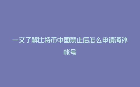 一文了解比特币中国禁止后怎么申请海外帐号