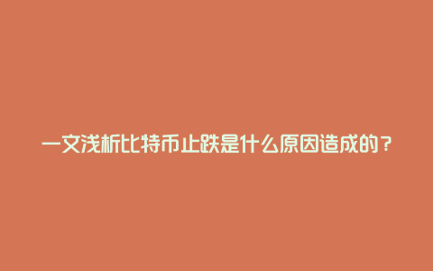 一文浅析比特币止跌是什么原因造成的？