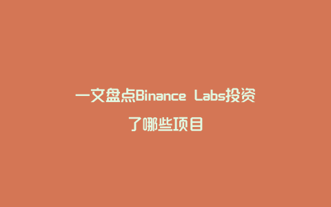 一文盘点Binance Labs投资了哪些项目