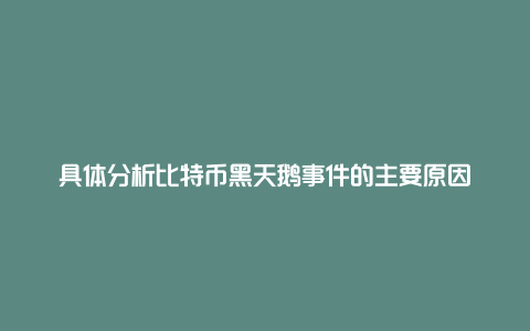 具体分析比特币黑天鹅事件的主要原因