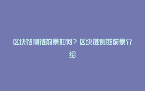 区块链侧链前景如何？区块链侧链前景介绍