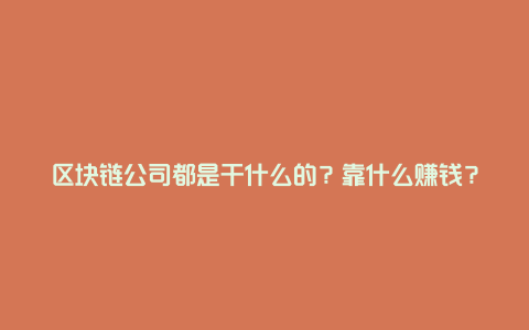 区块链公司都是干什么的？靠什么赚钱？