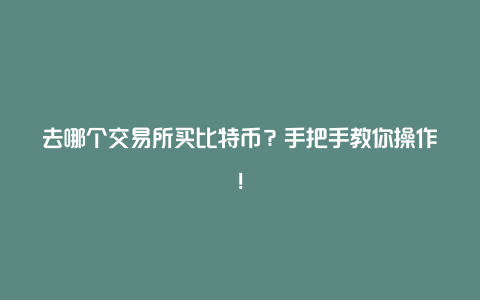 去哪个交易所买比特币？手把手教你操作！