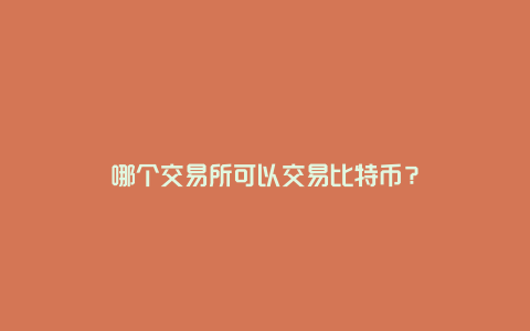 哪个交易所可以交易比特币？