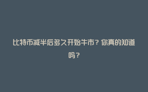 比特币减半后多久开始牛市？你真的知道吗？