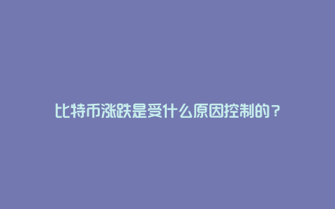 比特币涨跌是受什么原因控制的？