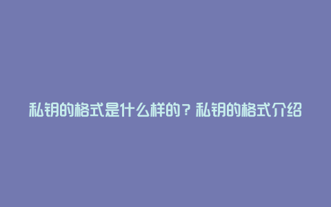 私钥的格式是什么样的？私钥的格式介绍