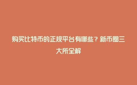 购买比特币的正规平台有哪些？新币圈三大所全解