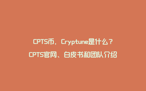 CPTS币，Cryptune是什么？CPTS官网、白皮书和团队介绍