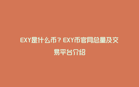 EXY是什么币？EXY币官网总量及交易平台介绍