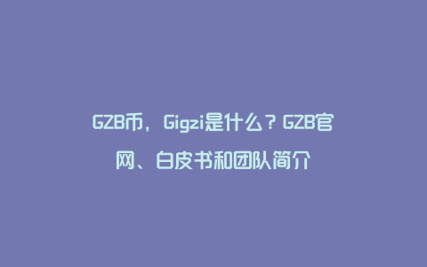 GZB币，Gigzi是什么？GZB官网、白皮书和团队简介