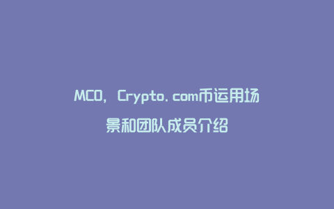 MCO，Crypto.com币运用场景和团队成员介绍