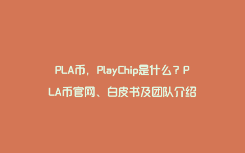 PLA币，PlayChip是什么？PLA币官网、白皮书及团队介绍